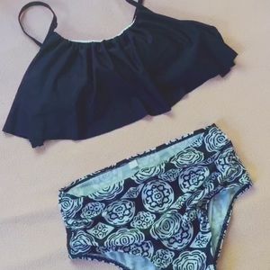 Beachsissi Reffle Overlay High Waisted Bikini Set